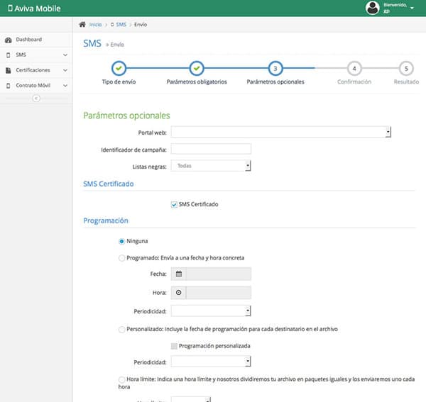 Configuración opciones