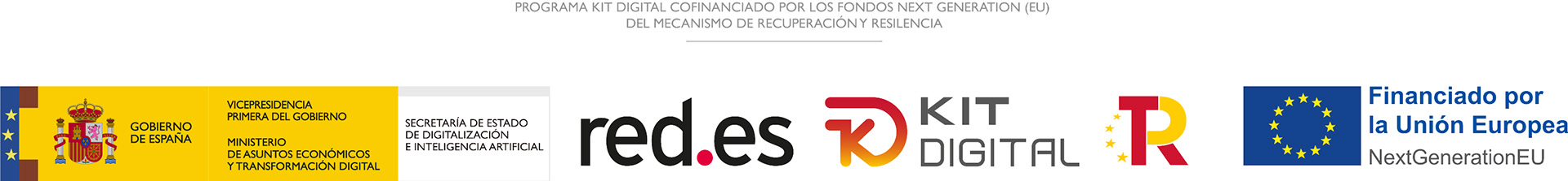 Logotipos oficiales de Gobierno de España, Red, Kit Digital y Unión Europea.